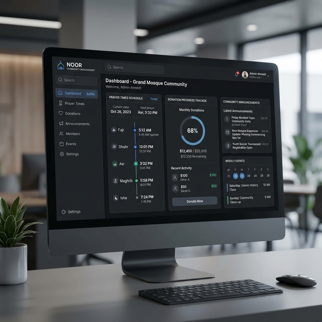 MosquePro donation dashboard screenshot